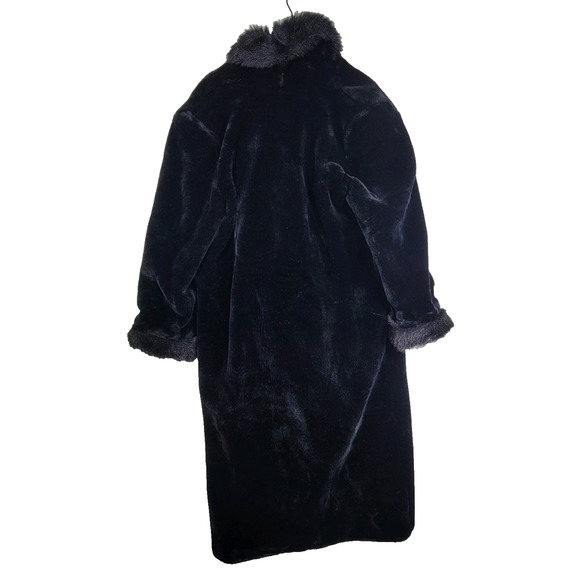 Vintage Dona Lucci Faux Fur Coat Womens 12 Black USA 70s Mob Wife Winter Fall - Picture 14 of 14